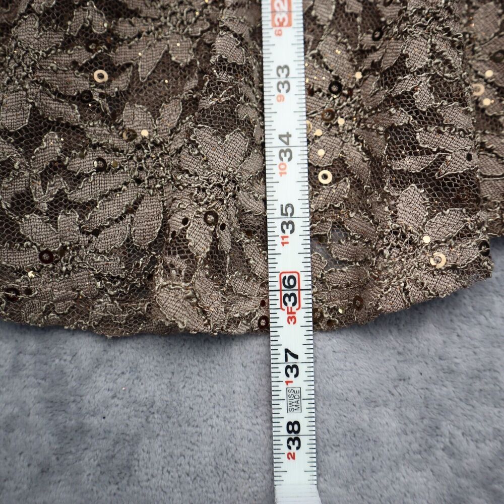 Coco Avante Dress Womens M Brown Floral Lace Sequin Sleeveless Round Neck Outfit - Picture 4 of 16
